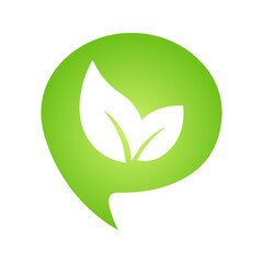 Eco green cloud speech bubble icon Bio nature green eco symbol for web and business