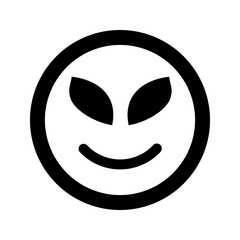 Cartoon UFO smile face emoticon icon in flat style