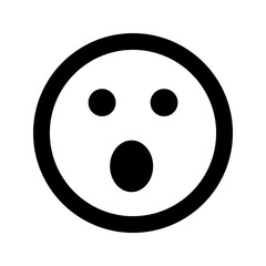 Cartoon surprised smile face emoticon icon in flat style