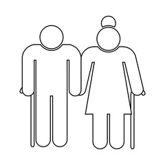Old man and woman icon People in motion active lifestyle sign