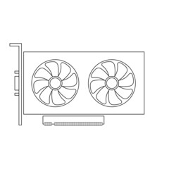 Simple illustration of graphics card GPU. Personal computer component icon