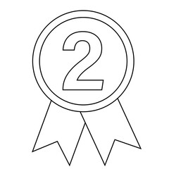 Simple illustration of silver award medal with ribbons for winners