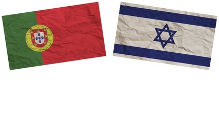 Israel and Portugal Flags Together Paper Texture Effect Illustration