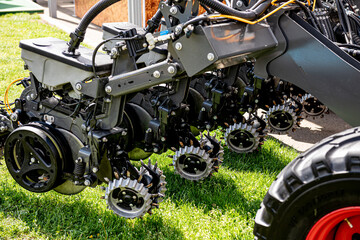 Obraz premium New modern agricultural machinery and equipment details