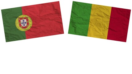 Fototapeta premium Mali and Portugal Flags Together Paper Texture Effect Illustration