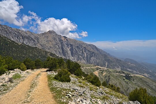 Llogara Pass on a sunny day along the hiking trail