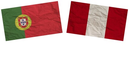 Peru and Portugal Flags Together Paper Texture Effect Illustration