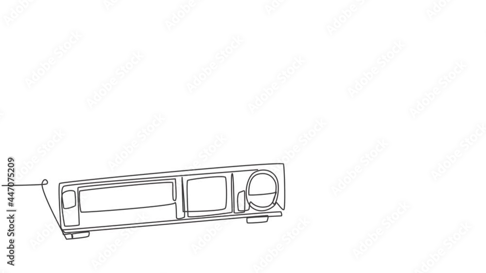 Aufkleber animated self drawing of single continuous line draw retro old classic video player. vintage analog 