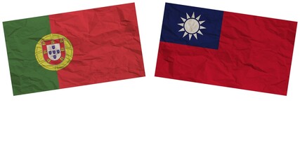 Taiwan and Portugal Flags Together Paper Texture Effect Illustration