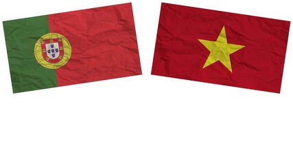 Vietnam and Portugal Flags Together Paper Texture Effect Illustration