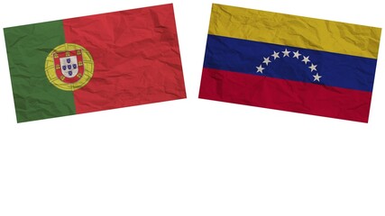 Venezuela and Portugal Flags Together Paper Texture Effect Illustration