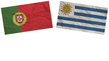 Uruguay and Portugal Flags Together Paper Texture Effect Illustration