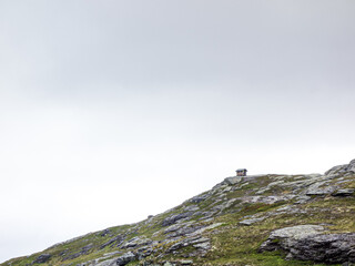 Lonely cabin on top of a mountain in Norway