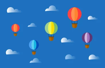 Photo sur Plexiglas Montgolfière Illustration vectorielle de montgolfière sur le ciel.