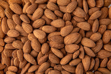 Almond. Healthy dietary nutritional product. Vegetable nut protein. Vegetarian balanced meal. Selective focus