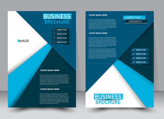 Abstract flyer design background. Brochure template. Can be used for magazine cover, business mockup, education, presentation, report. a4 size with editable elements. Blue color.