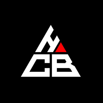HCB triangle letter logo design with triangle shape. HCB triangle logo design monogram. HCB triangle vector logo template with red color. HCB triangular logo Simple, Elegant, and Luxurious Logo. HCB 