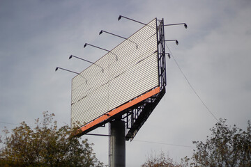 Blank billboard. Advertising space along the road.