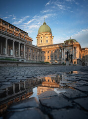Fototapeta na wymiar Royal Palace of Buda in Budapest after a summer rain