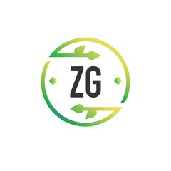 Initial Letter ZG Nature Logo Design Template. Green Eco template logo - obrazy, fototapety, plakaty