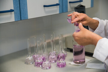 Purple liquid in test tubes