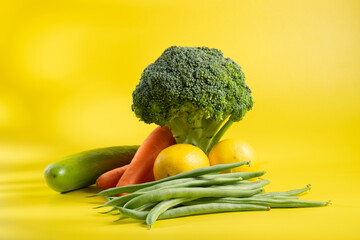 Vegetables on the yellow background