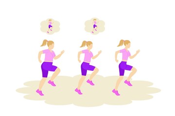 The fat woman is engaged in jogging for weight loss.