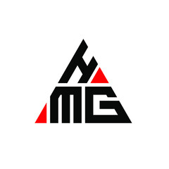 HMG triangle letter logo design with triangle shape. HMG triangle logo design monogram. HMG triangle vector logo template with red color. HMG triangular logo Simple, Elegant, and Luxurious Logo. HMG 