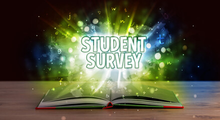 Educational inscription coming out from an open book