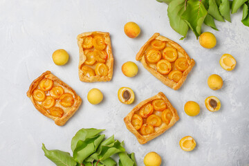 Delicious homemade galette with ripe apricots.