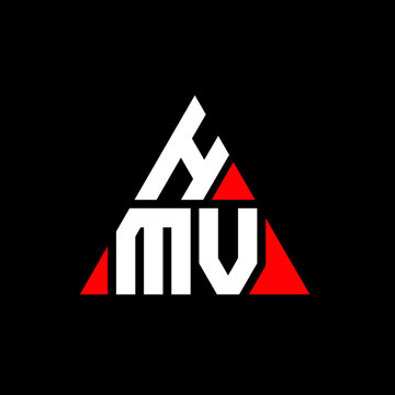 HMV triangle letter logo design with triangle shape. HMV triangle logo design monogram. HMV triangle vector logo template with red color. HMV triangular logo Simple, Elegant, and Luxurious Logo. HMV 