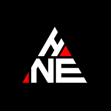 HNE triangle letter logo design with triangle shape. HNE triangle logo design monogram. HNE triangle vector logo template with red color. HNE triangular logo Simple, Elegant, and Luxurious Logo. HNE 