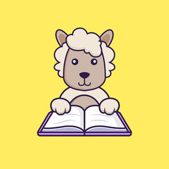 Cute sheep reading a book.