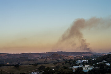 Burned in Valinhos-SP Landscape with Burned Al Fuming and Smoke