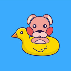 Cute rabbit With Duck buoy.