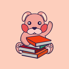 Cute rabbit reading a book.