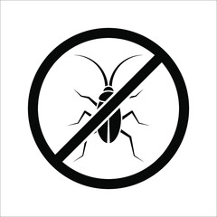 Humor sign attention cockroach. Prohibited. Vector illustration on white background. color editable eps 10