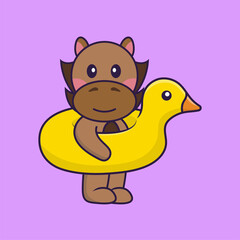 Cute horse With Duck buoy.