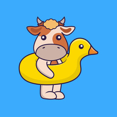 Cute cow With Duck buoy.