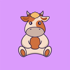 Cute cow is sitting.