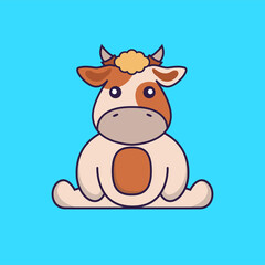 Cute cow is sitting.