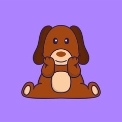 Cute dog is sitting.