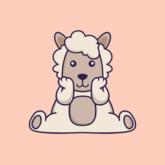 Cute sheep is sitting.