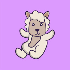 Cute sheep is flying.
