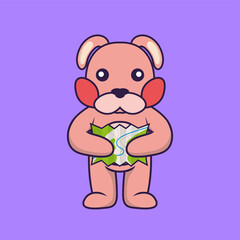 Cute rabbit holding a map.