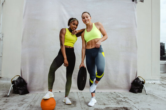 Female athletes posing after workout session