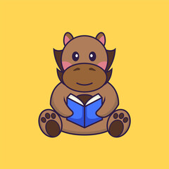 Cute horse reading a book.