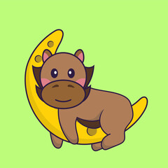 Cute horse is on the moon.