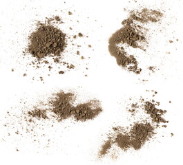 Set pile soil isolated on white background and texture, with clipping path