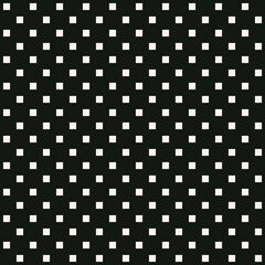 Polka dot squares. Vector white squares and black background. Seamless squares pattern.